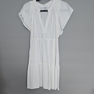 Calvin Klein White Dress with Flutter Sleeves